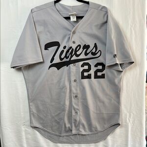 Rawlings Tigers Button-Up Jersey Adult Gray Size XL #22